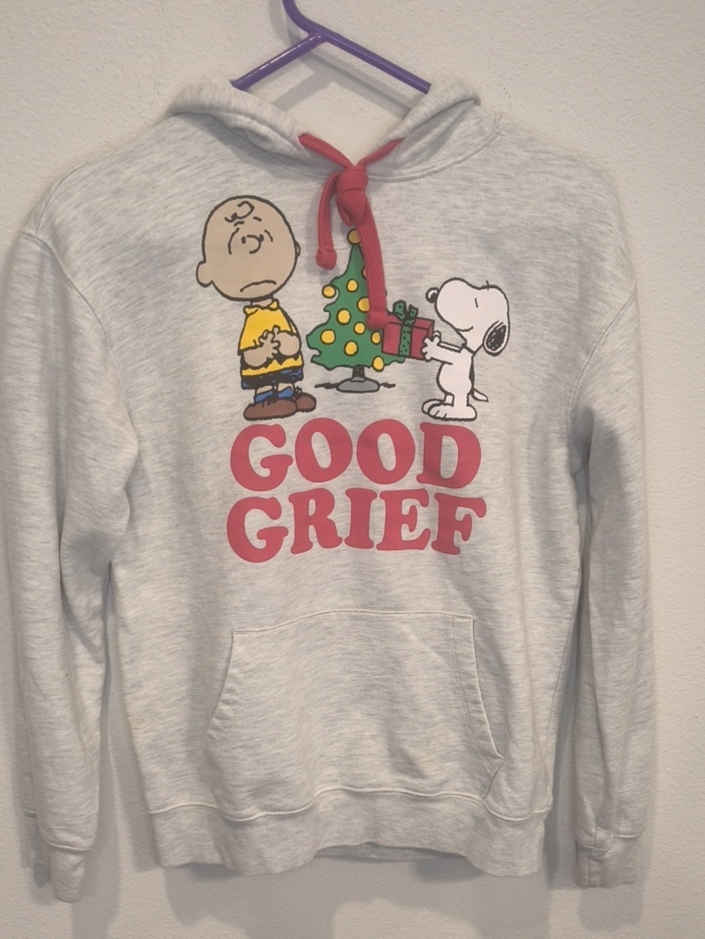 Peanuts Light Gray Pullover Hoodie Ladies S 3-5